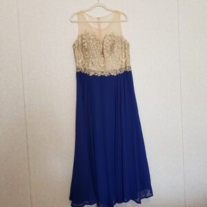 LONG ROYAL BLUE-GOLD DRESS SIZE:XXL